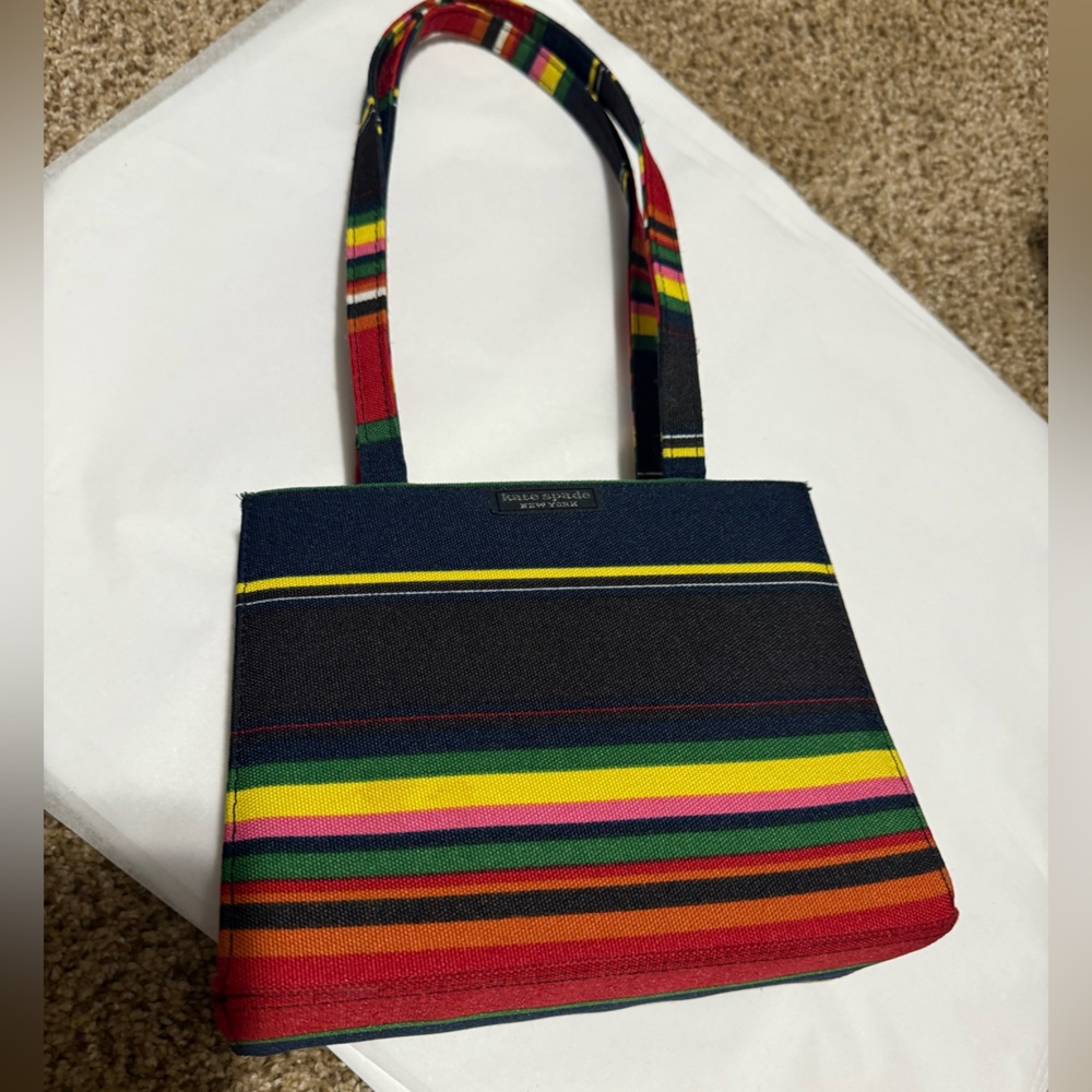 Vintage Striped Color Block Tote Bag